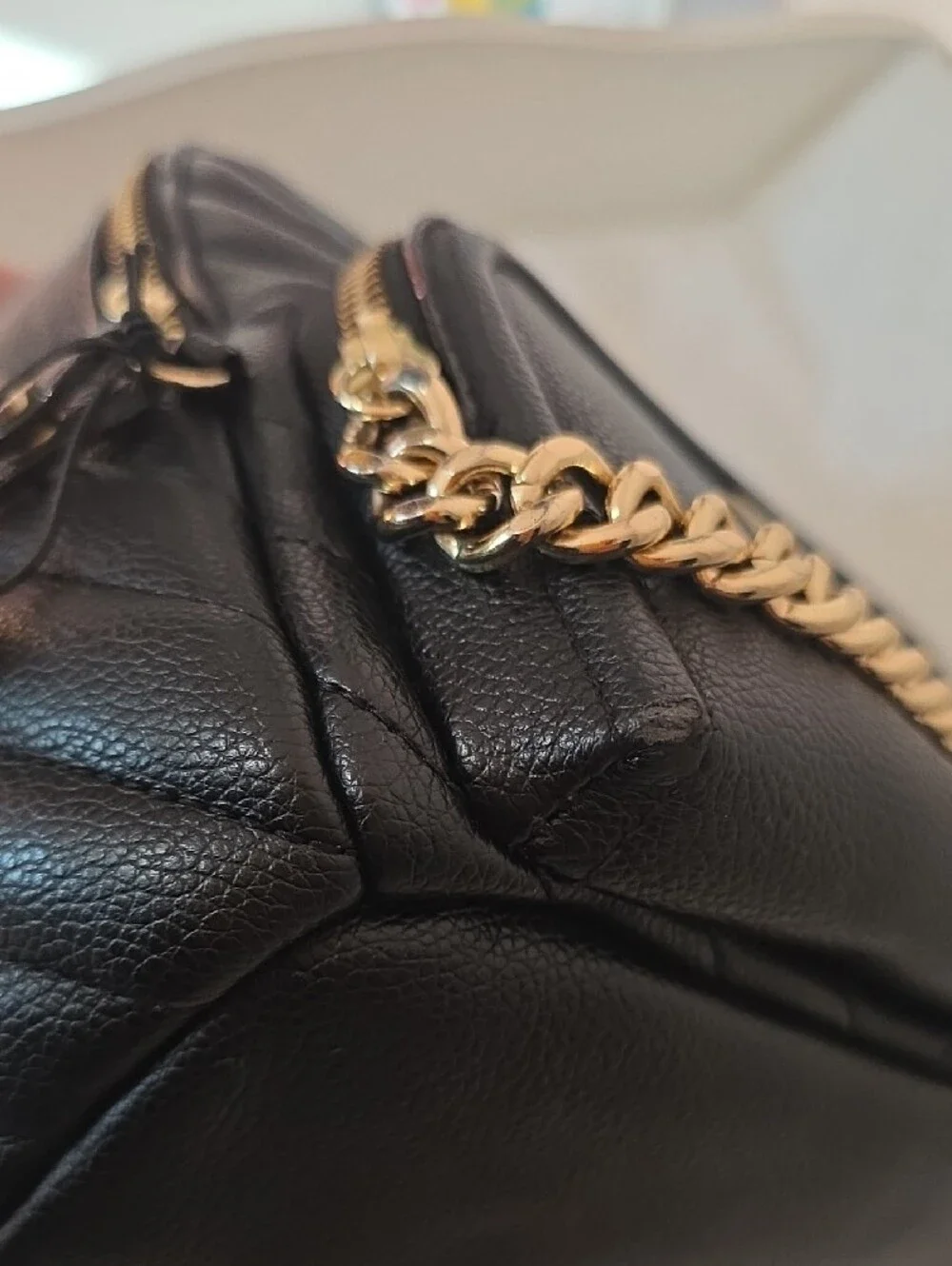Mini Backpack Victoria Secret Color Black with Gold Chain Detail